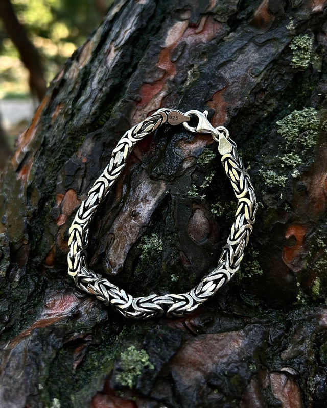 Sterling Silver Byzantine King Chain Bracelet - Bold & Statement