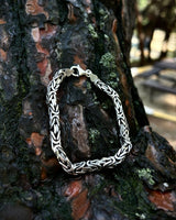 Sterling Silver Byzantine King Chain Bracelet - Bold & Statement