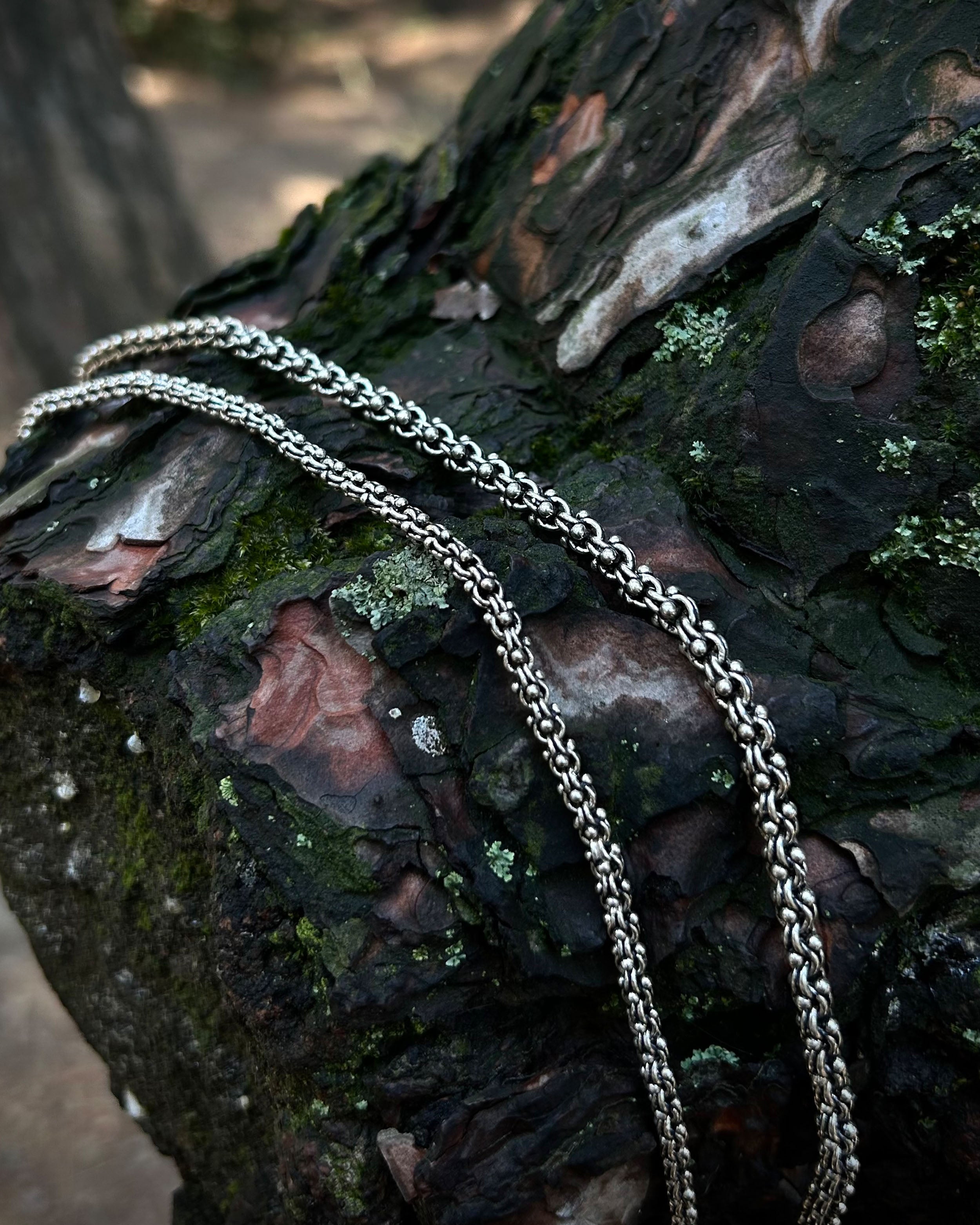 925 Sterling Silver Ball Chain Necklace - Unique Circular Links