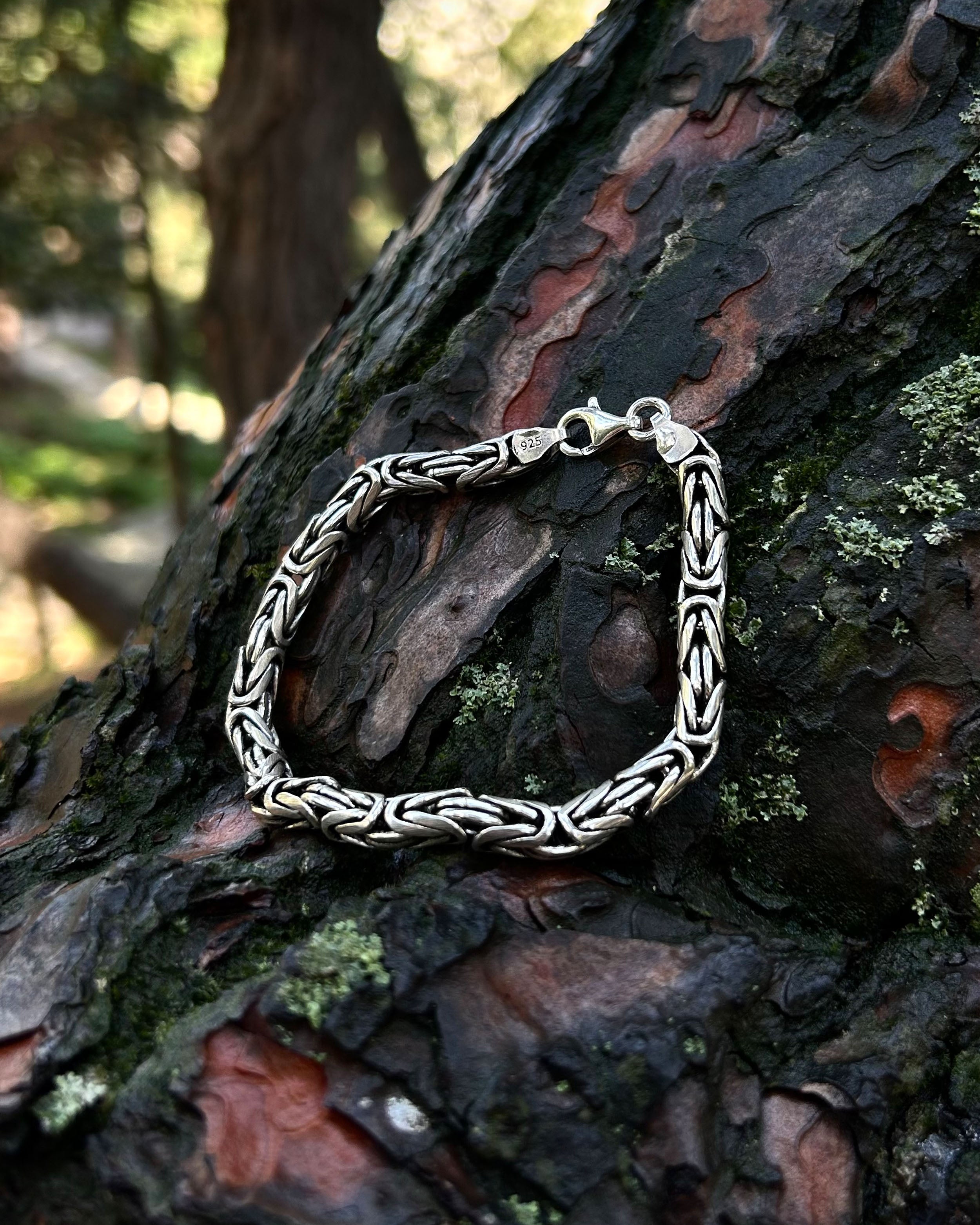 925 Sterling Silver Byzantine King Chain Bracelet - Bold & Solid