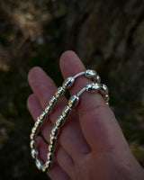 Sterling Silver Oval Prayer Beads - Handcrafted Chain Design