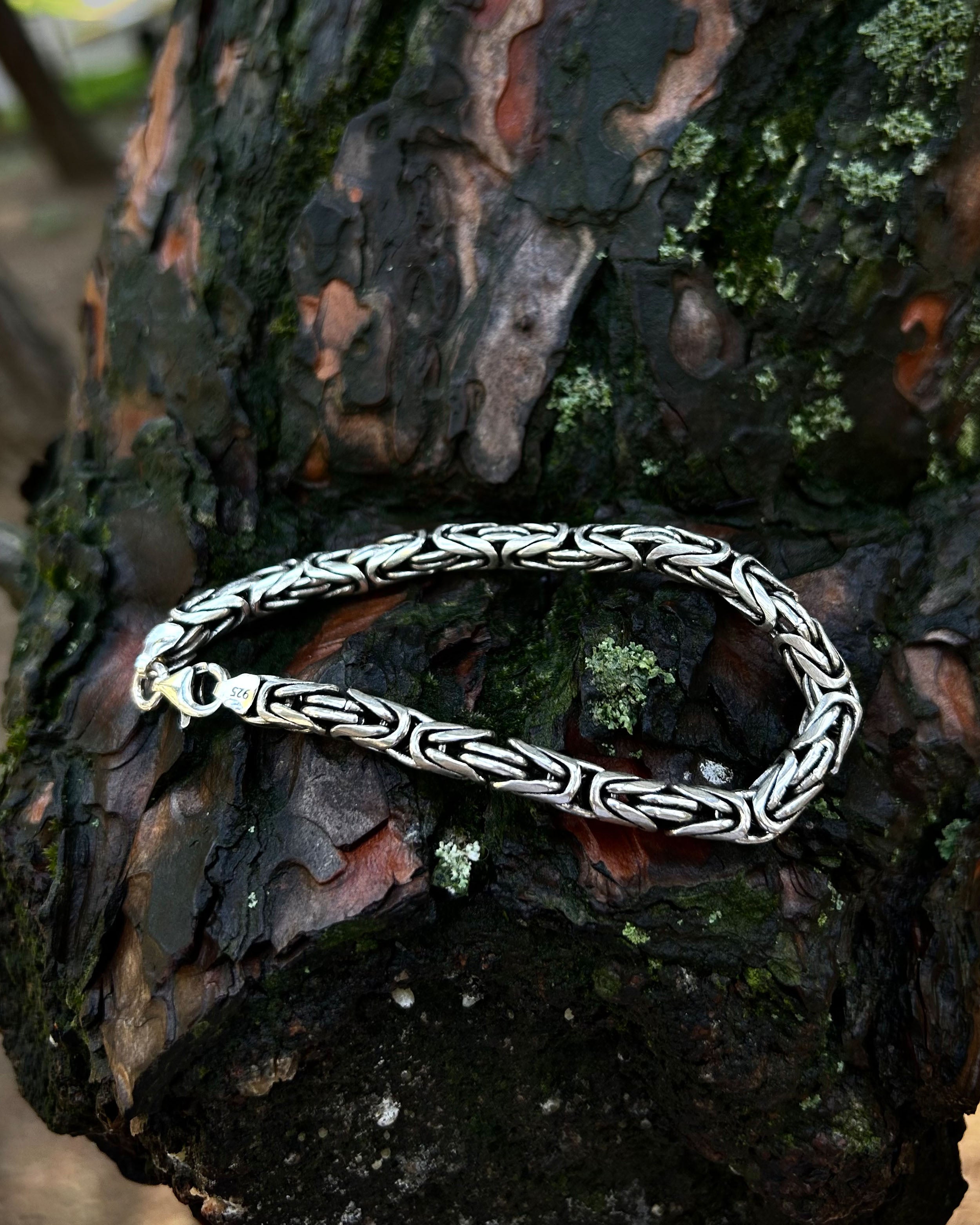 925 Sterling Silver Byzantine King Chain Bracelet - Bold & Solid