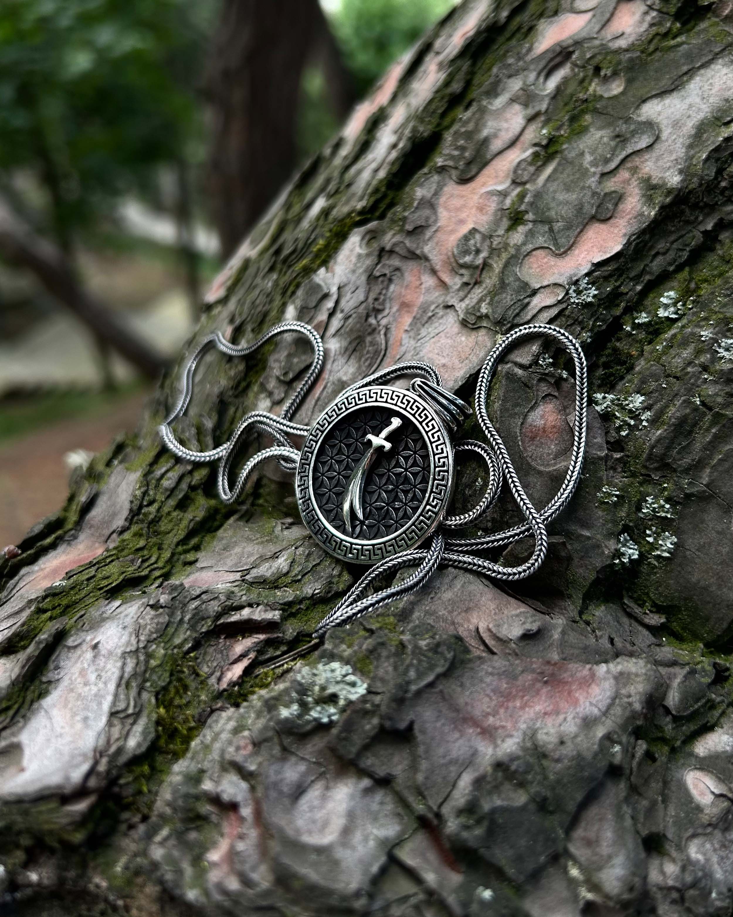 Collier pendentif médaillon Zulfiqar en argent sterling 925 - Symbole de puissance divine