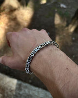 Sterling Silver Byzantine King Chain Bracelet - Bold & Statement