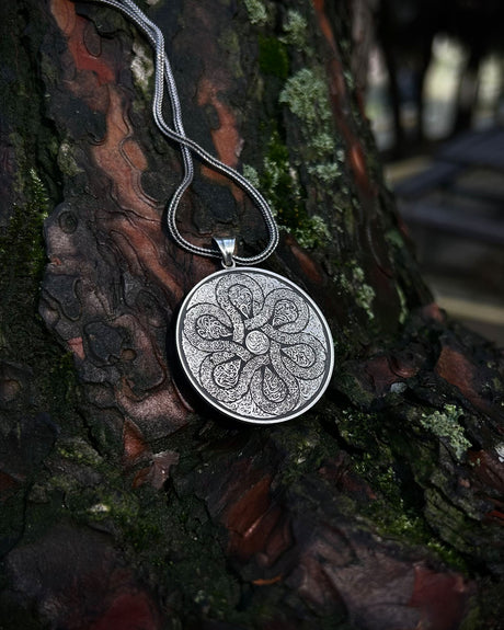 Sterling Silver Fajr Surah Medallion Necklace - Handcrafted Islamic Design