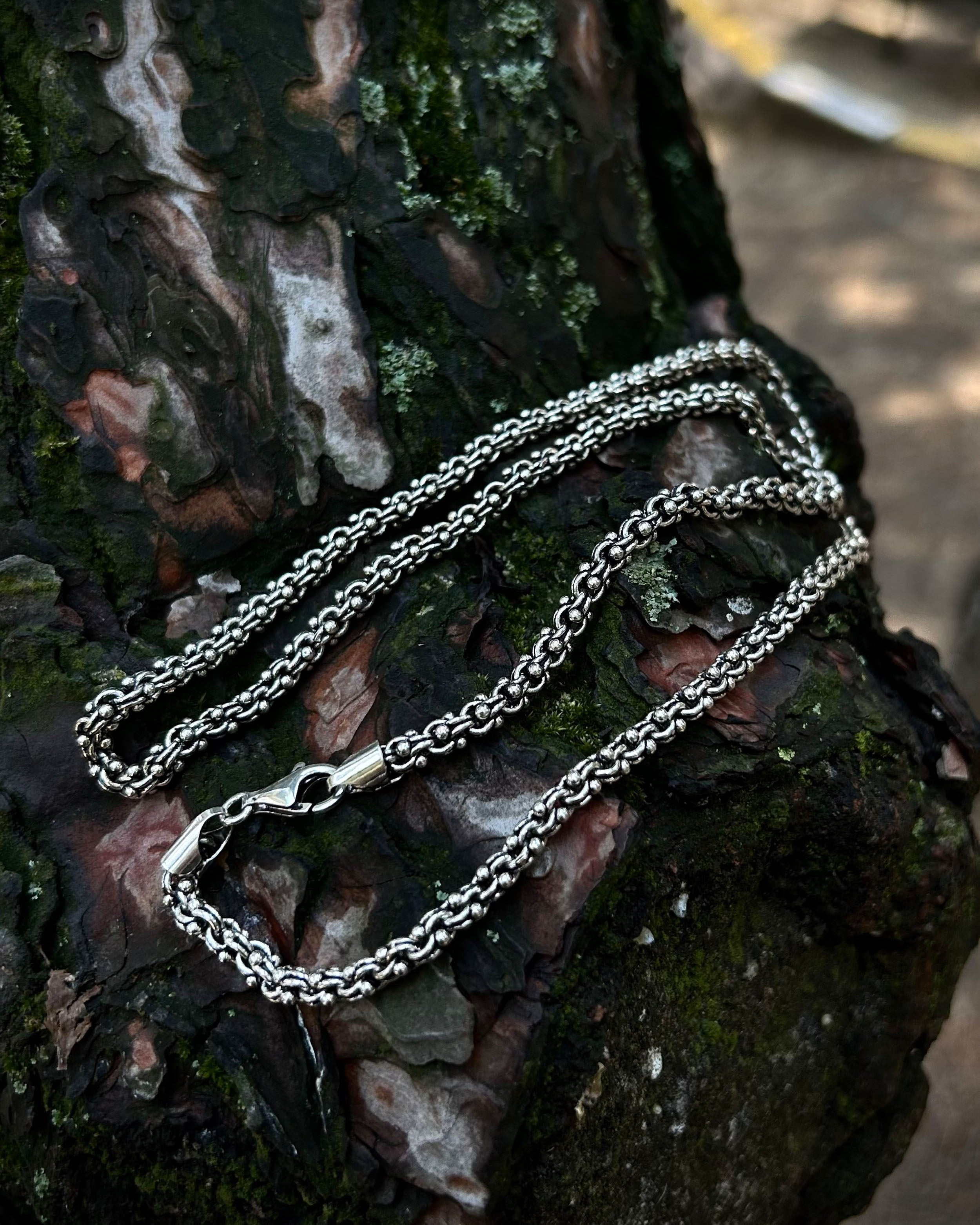 925 Sterling Silver Ball Chain Necklace - Unique Circular Links