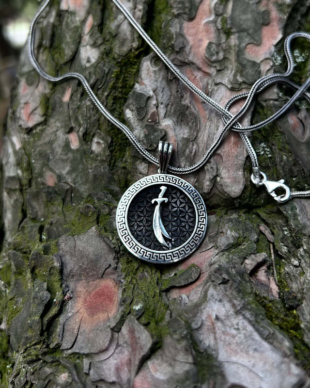 925 Sterling Silver Zulfiqar Medallion Pendant Necklace - Divine Power Symbol