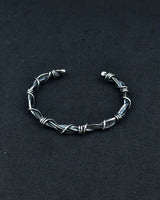 Sterling Silver Thorn Wire Gothic Bracelet - Adjustable