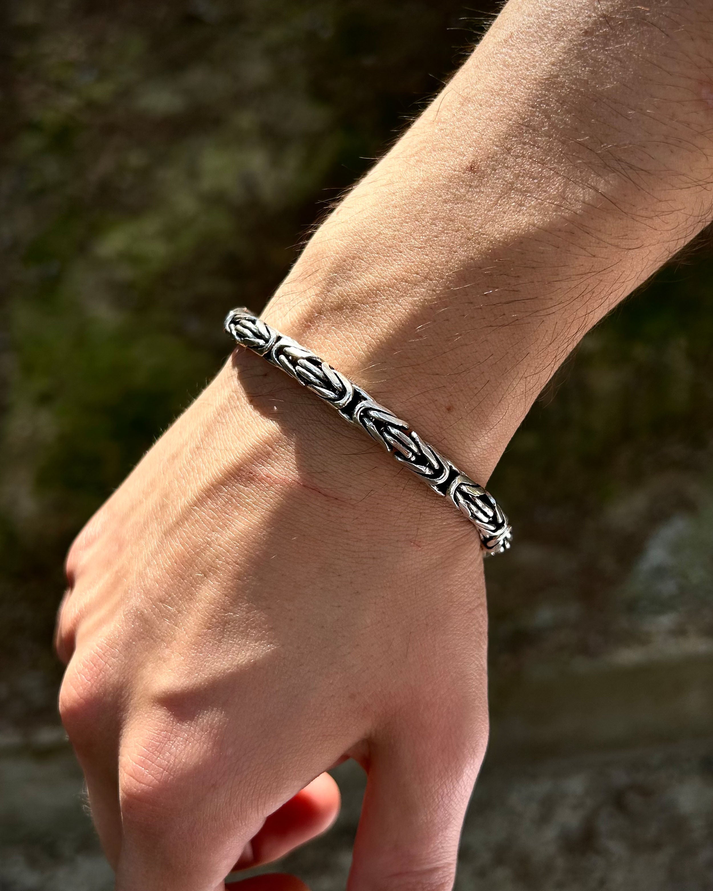 925 Sterling Silver Byzantine King Chain Bracelet - Bold & Solid
