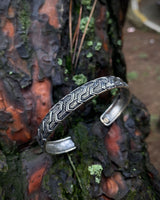 Oxidized Sterling Silver Geometric Cuff Bracelet - Adjustable, Handcrafted