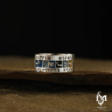 Sterling Silver Wedding Band - Symbolic Bozkurt Wolf Design