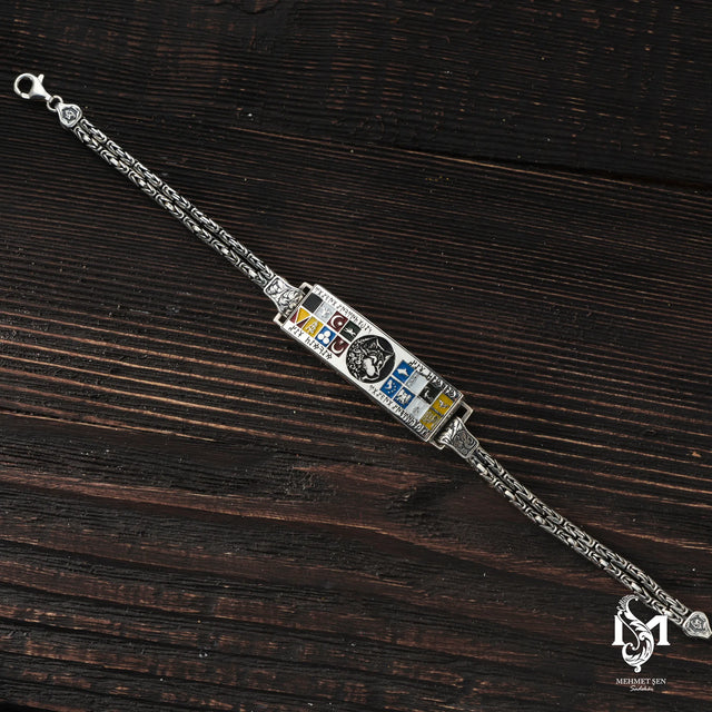 Sterling Silver Men's Wolf Head Bracelet - Symbolic Design