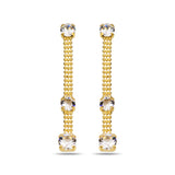 Boucles d'oreilles longues en argent sterling plaqué or rose - Cristal solitaire