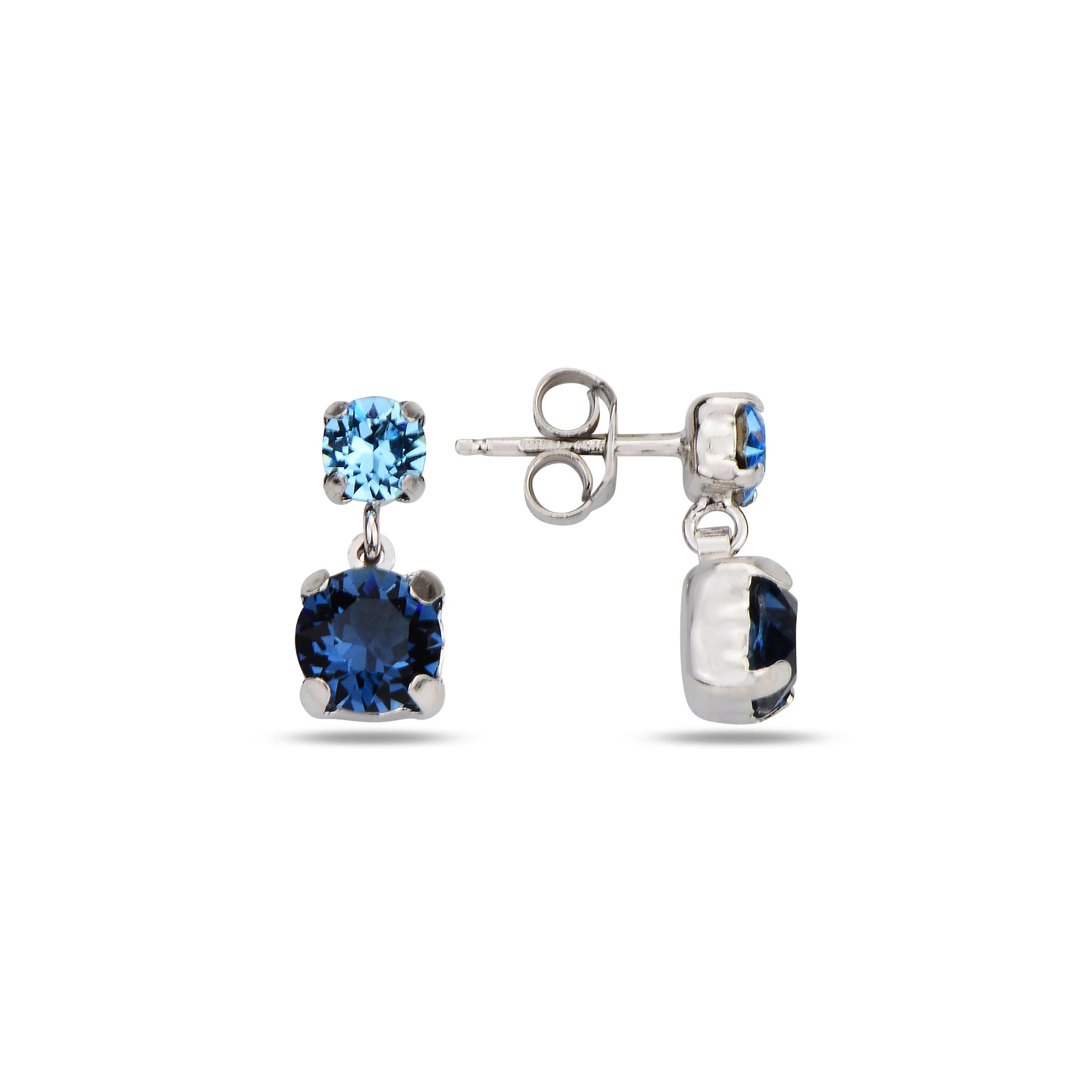Rose Gold Plated Sterling Silver Drop Earrings - Dual Swarovski Crystal