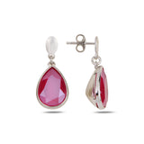 Sterling Silver Topaz & Heart Swarovski Dangle Earrings