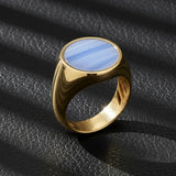 18K Gold Plated Chalcedony Ring - Natural Gemstone Elegance