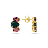 Elegant Rounded Trio Earrings - Polished Metal Everyday Chic