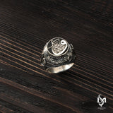 Sterling Silver Men's Ring - Elif Vav Calligraphy Design