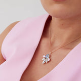 Sterling Silver Flora Statement Necklace with Marquise Swarovski