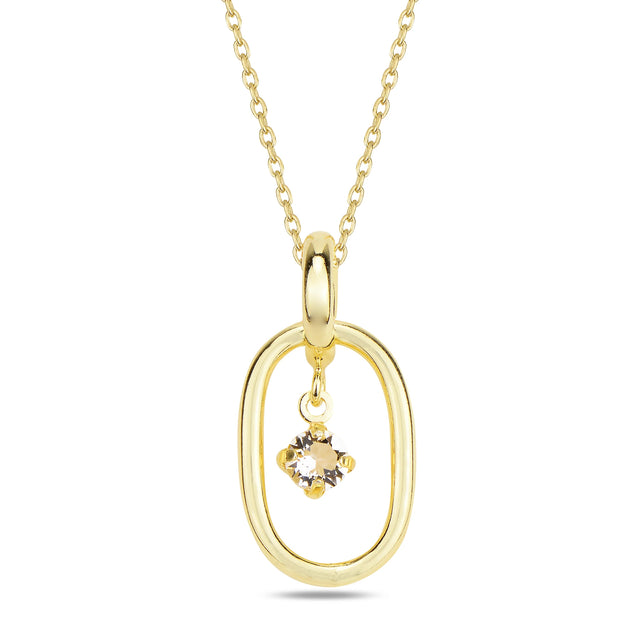 Sparkling Oval Solitaire Necklace - Timeless Elegance