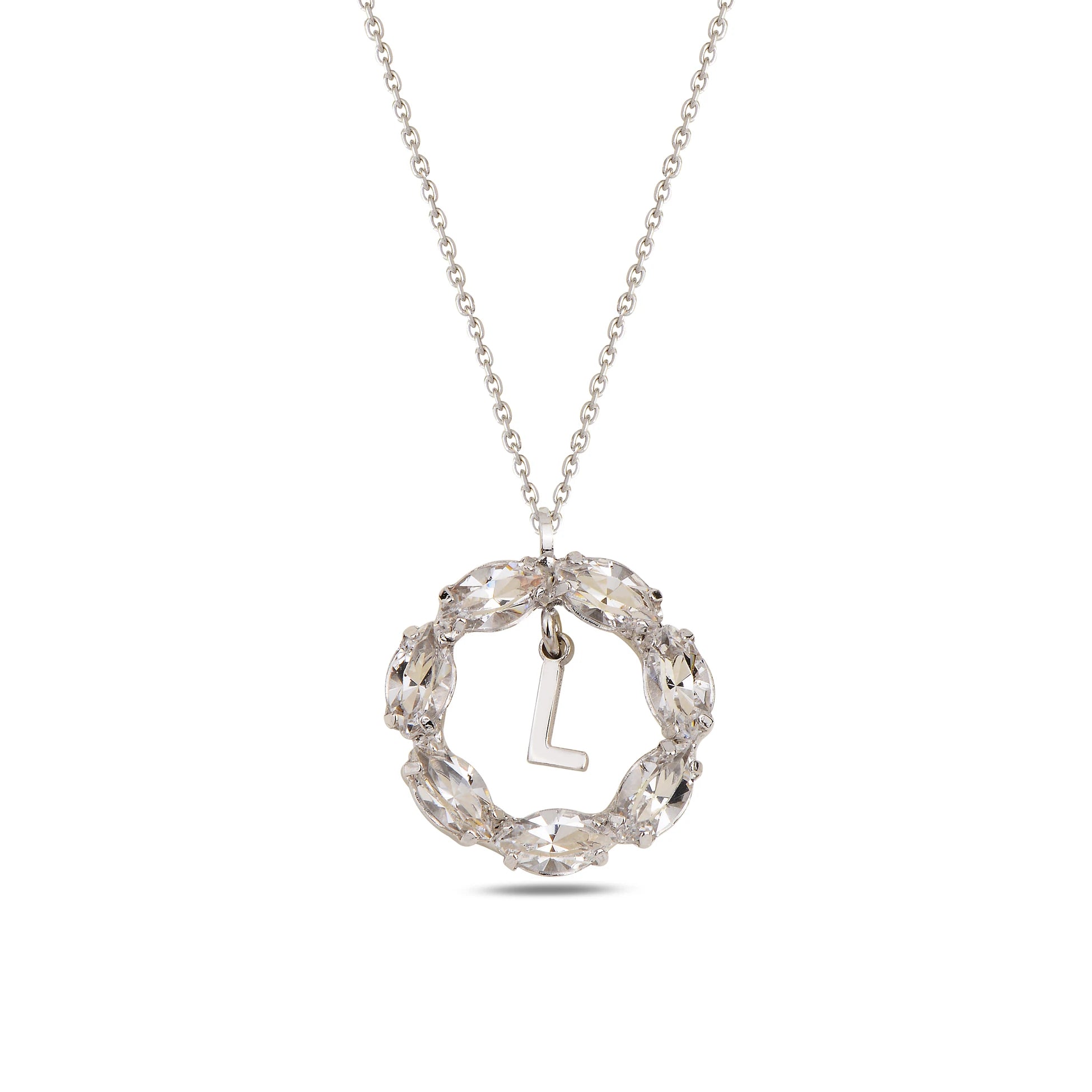 Collar de Plata de Ley con Letras y Cristales Swarovski Marquise