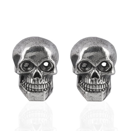 Sterling Silver Skull Stud Earrings - Bold Statement & Unique Design