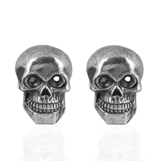 Sterling Silver Skull Stud Earrings - Bold Statement & Unique Design