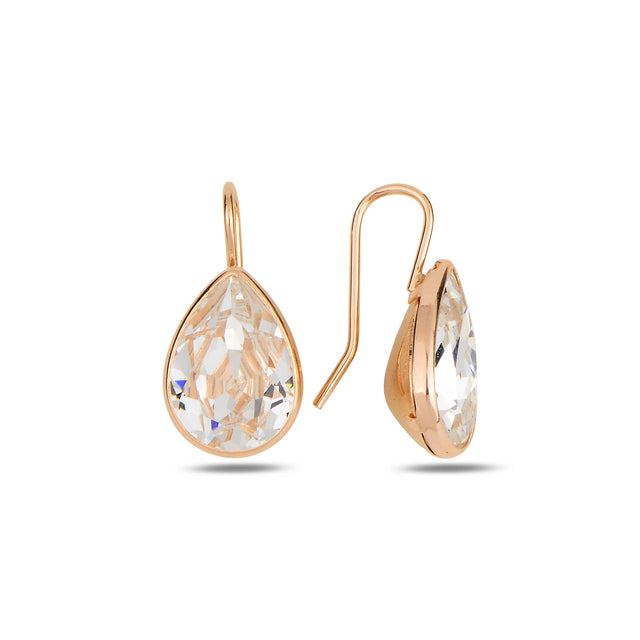 Topaz & Swarovski Crystal Hook Earrings - Bezel Set Cura Design