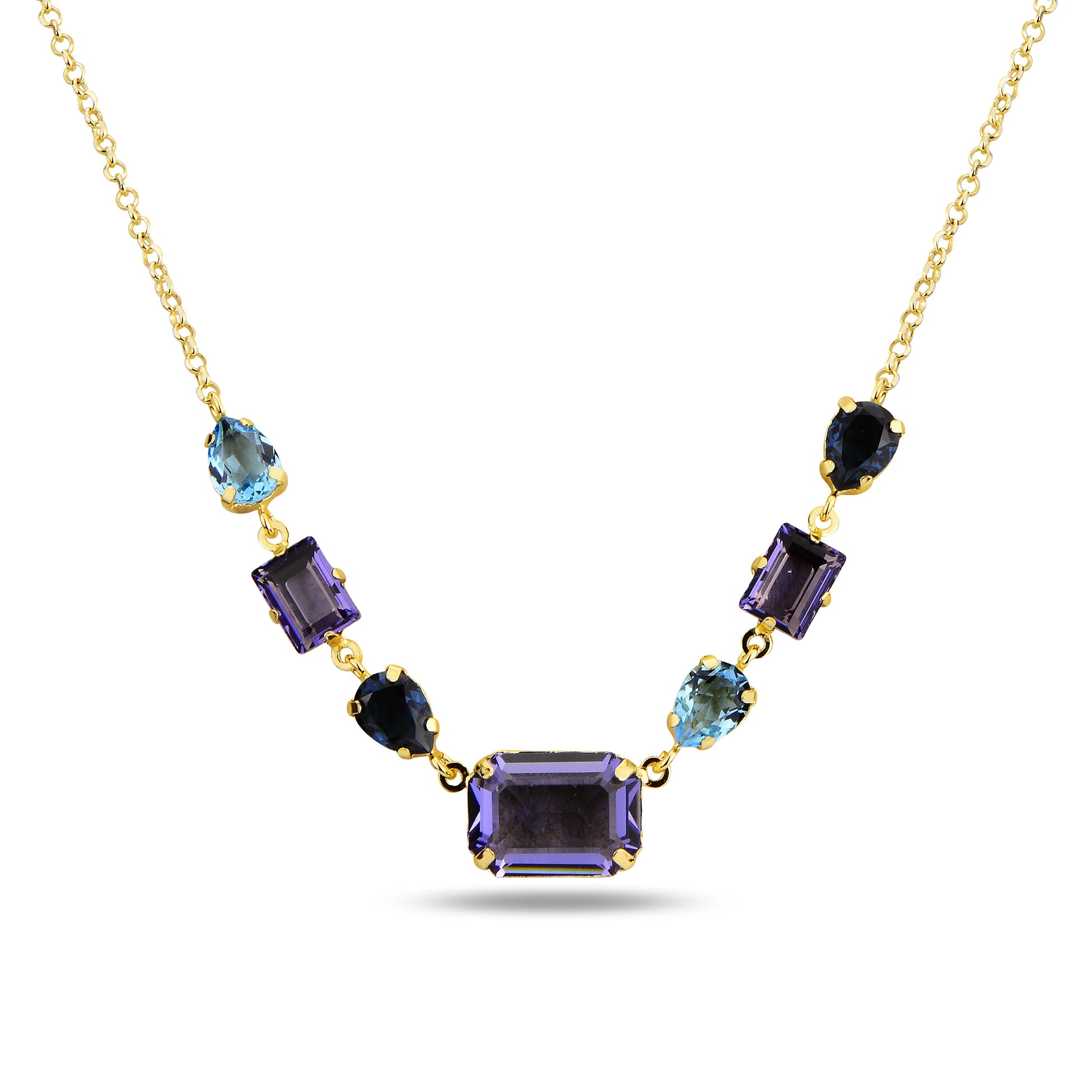 Sterling Silver Emerald Cut Swarovski Crystal Necklace - Modern Statement