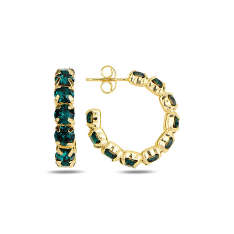 Sterling Silver Mini Hoop Earrings - Swarovski Crystal Eternity