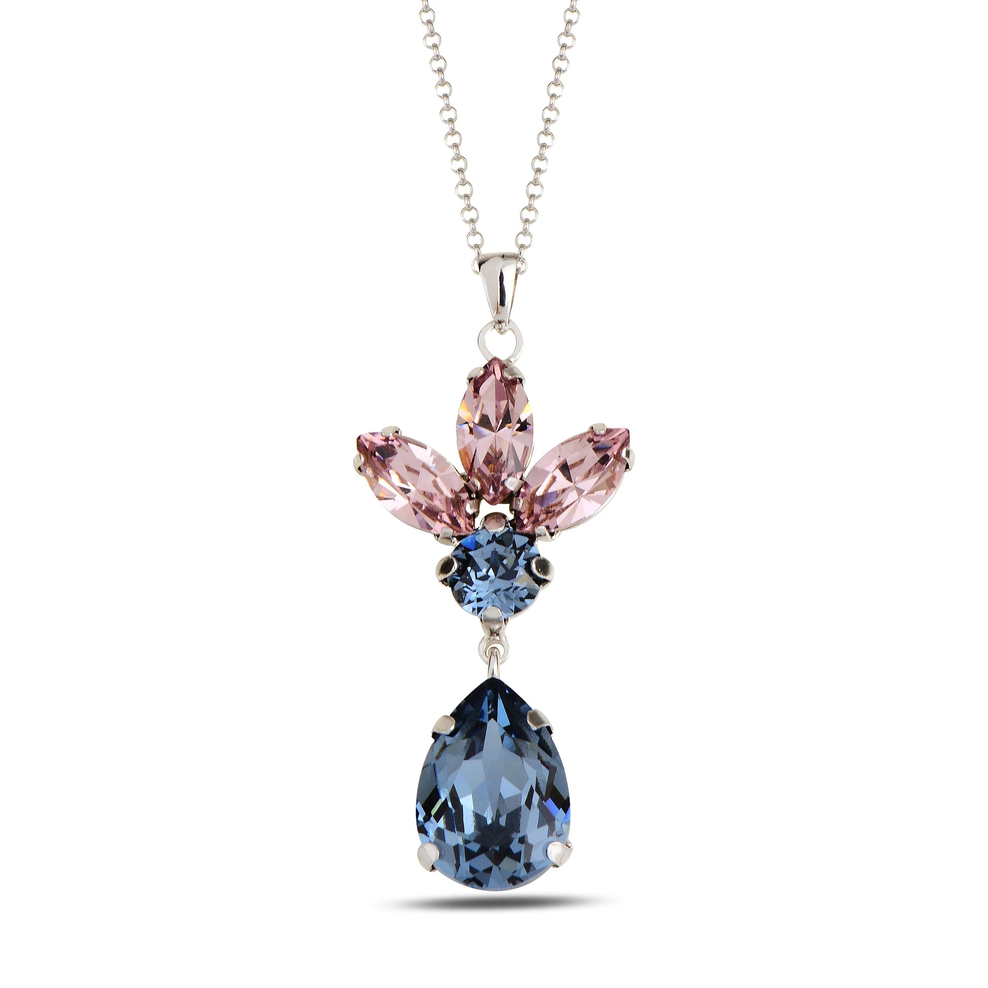 Collana Corona Flora placcata in oro rosa in argento sterling con cristalli marquise