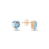Boucles d'oreilles cœur en argent sterling plaqué or jaune - Cristal Swarovski