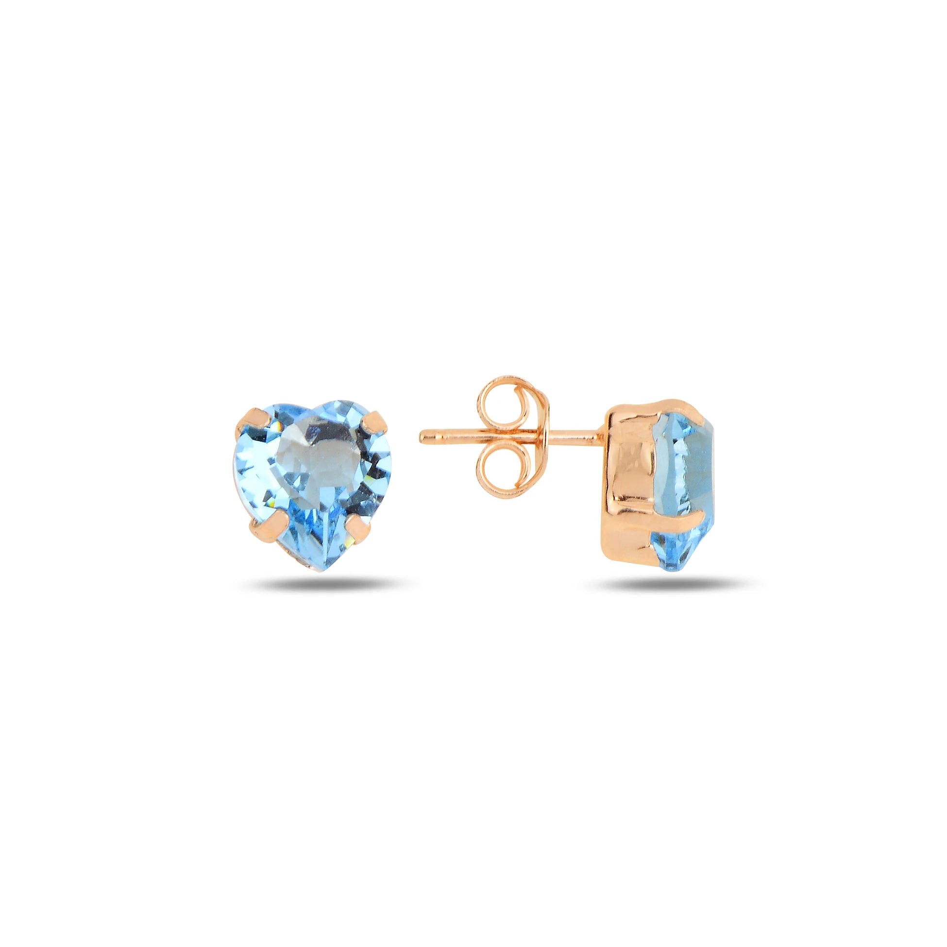 Boucles d'oreilles cœur en argent sterling plaqué or jaune - Cristal Swarovski