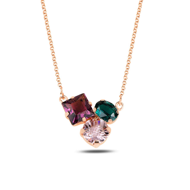 Feminine Multi-Stone Cocktail Necklace - Natural Hues & Mixed Cuts