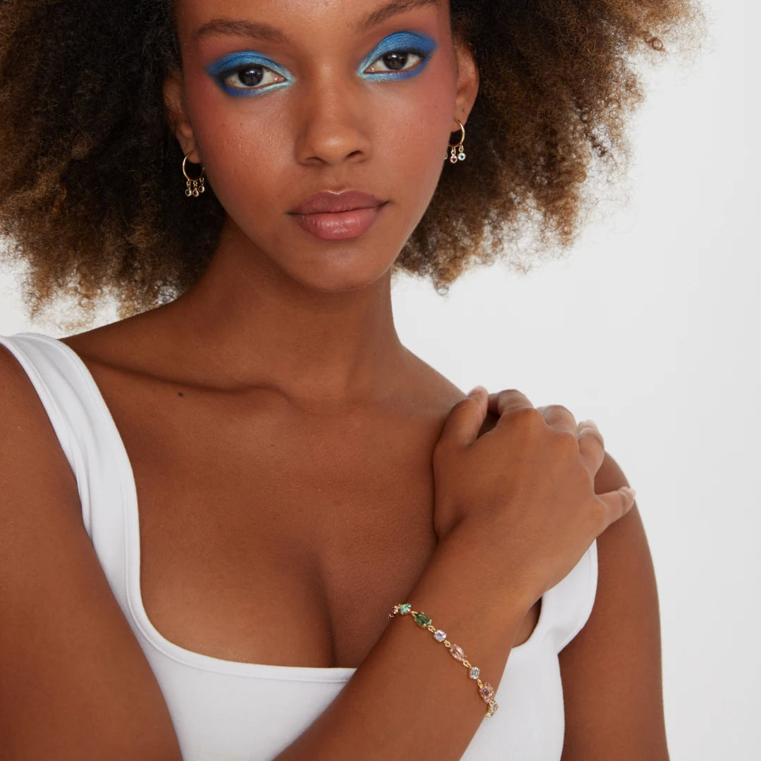 Elegant Minimalist Dangle Hoop Earrings - Subtle Sparkle Design