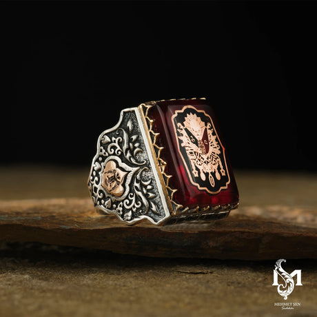 Sterling Silver Men's Ring - Ottoman Coat of Arms Heritage Design
