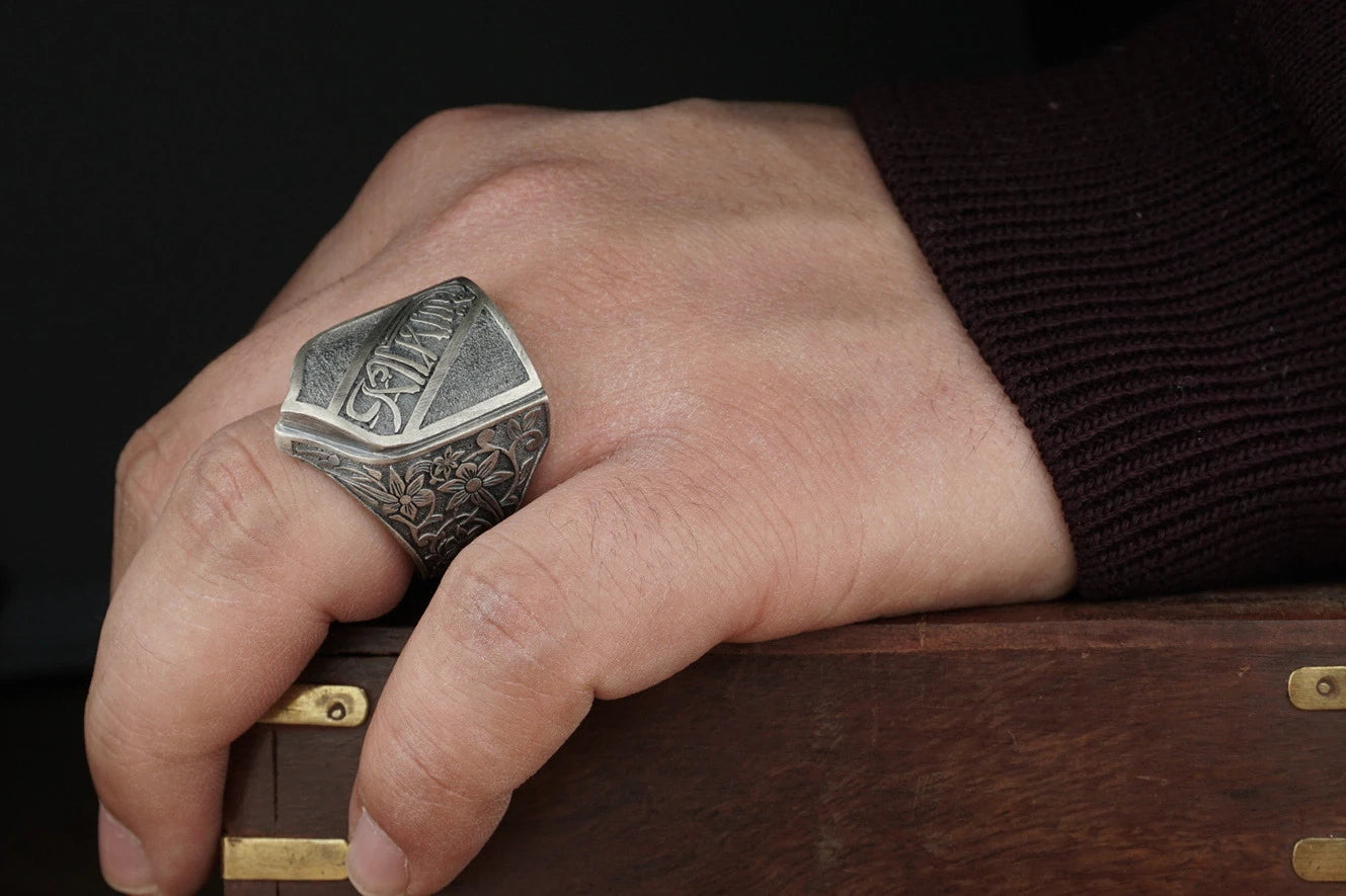 Sterling Silver Men's Ring - Intricate Alhambra Heritage Design