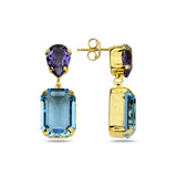 Sterling Silver Drop Earrings - Modern Emerald Cut Swarovski Crystal