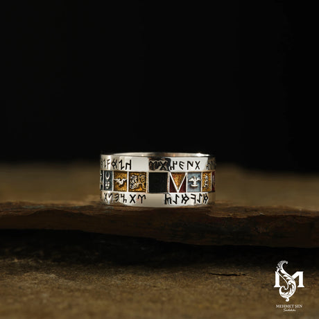 Sterling Silver Wedding Band - Symbolic Bozkurt Wolf Design