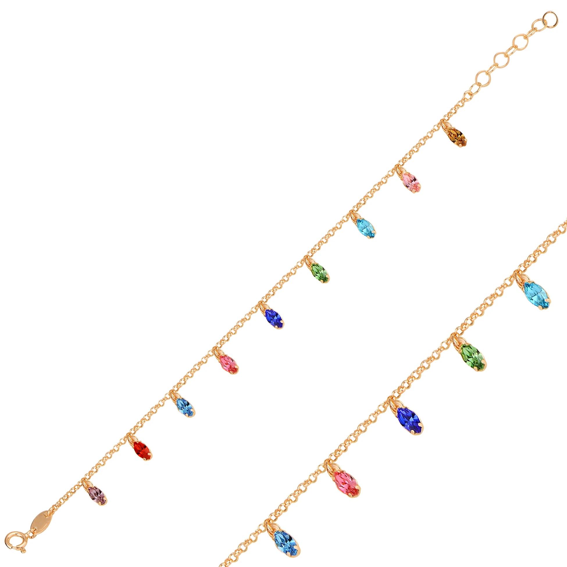 Sparkling Sterling Silver Marquise Crystal Dangle Bracelet