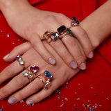 Emerald-Cut Crystal Cocktail Ring - Modern Oval Statement