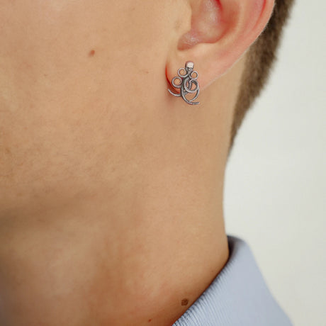 Sterling Silver Drop Earrings - Bold Skull and Octopus Tentacle Design