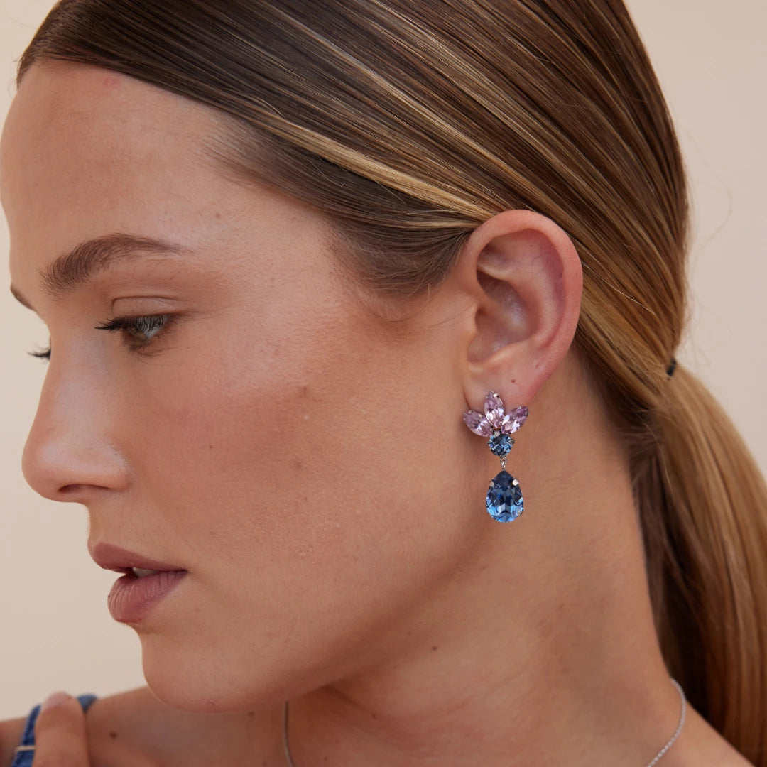 Rose Gold Plated Sterling Silver Marquise Swarovski Crystal Earrings