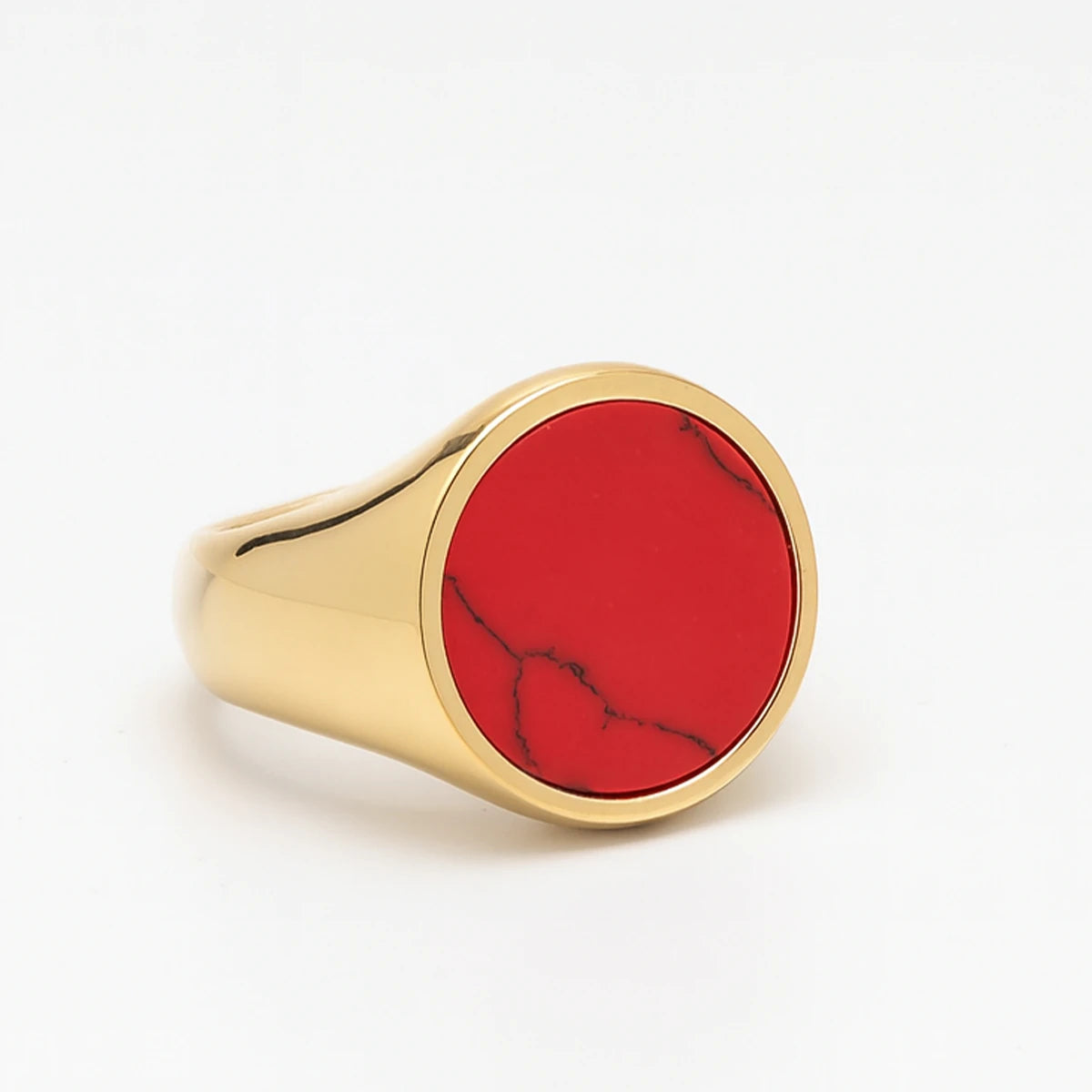 18K Gold Plated Coral Stone Ring - Elegant Ocean-Inspired Design