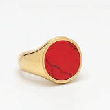 18K Gold Plated Coral Stone Ring - Elegant Ocean-Inspired Design