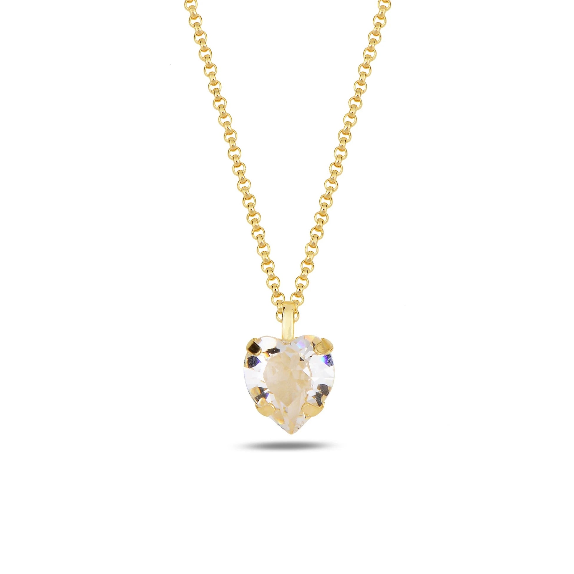 Yellow Gold Plated Sterling Silver Swarovski Crystal Love Necklace