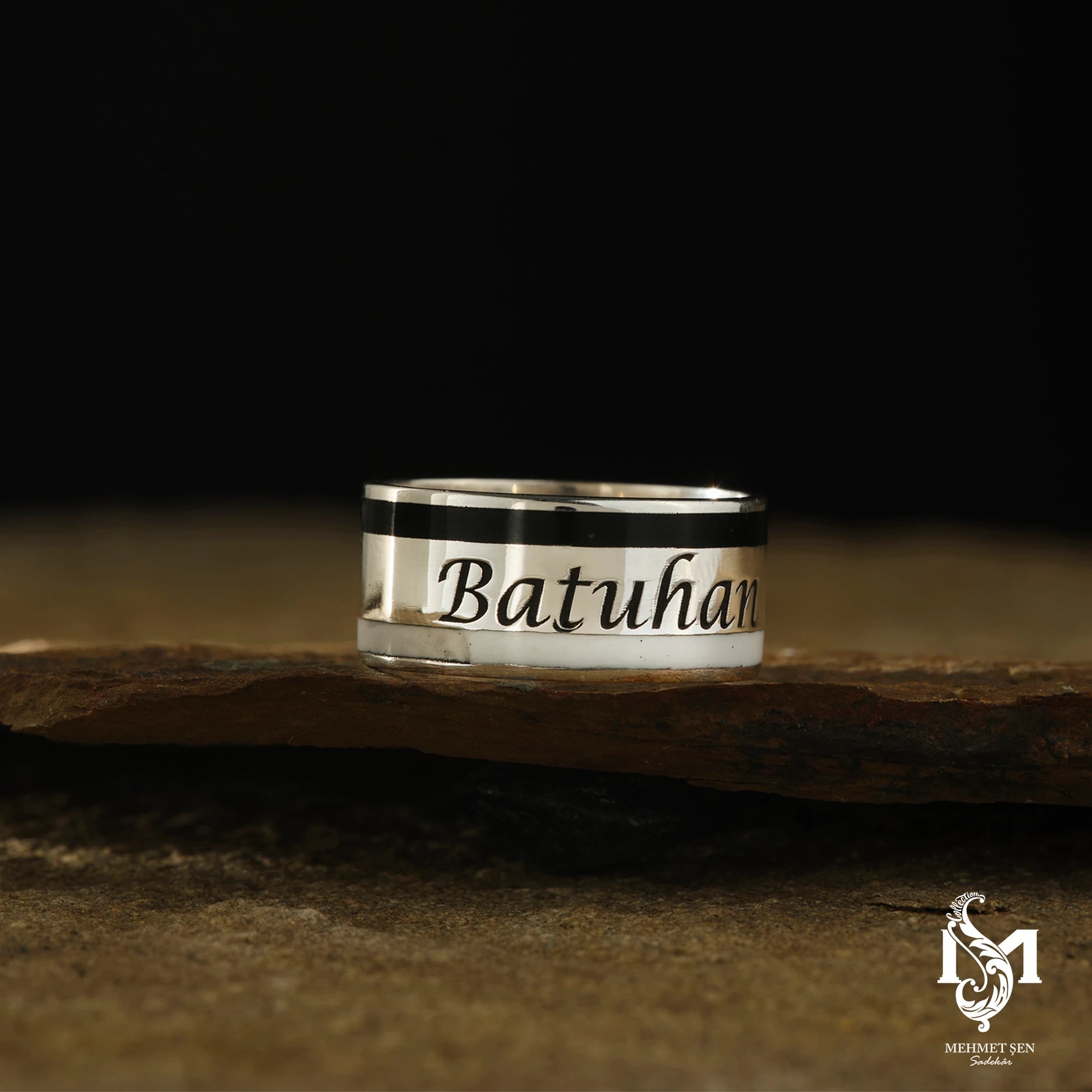 Enamel Band Ring - Black & White Contemporary Design