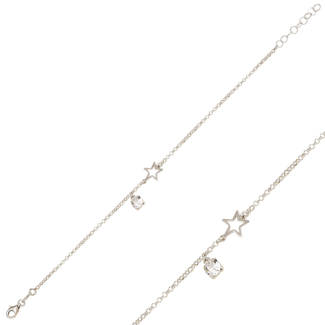 Rose Gold Plated Sterling Silver Bracelet - Star Design with Swarovski Crystals