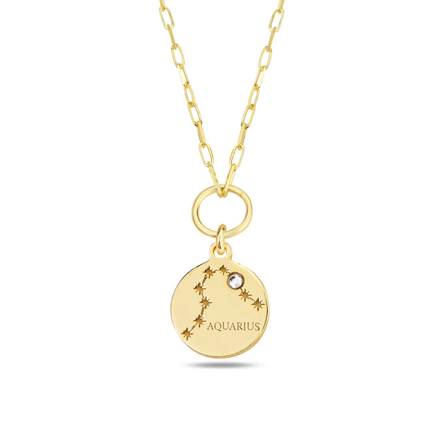 Swarovski Crystal Zodiac Necklace - Minimalist Horoscope Design