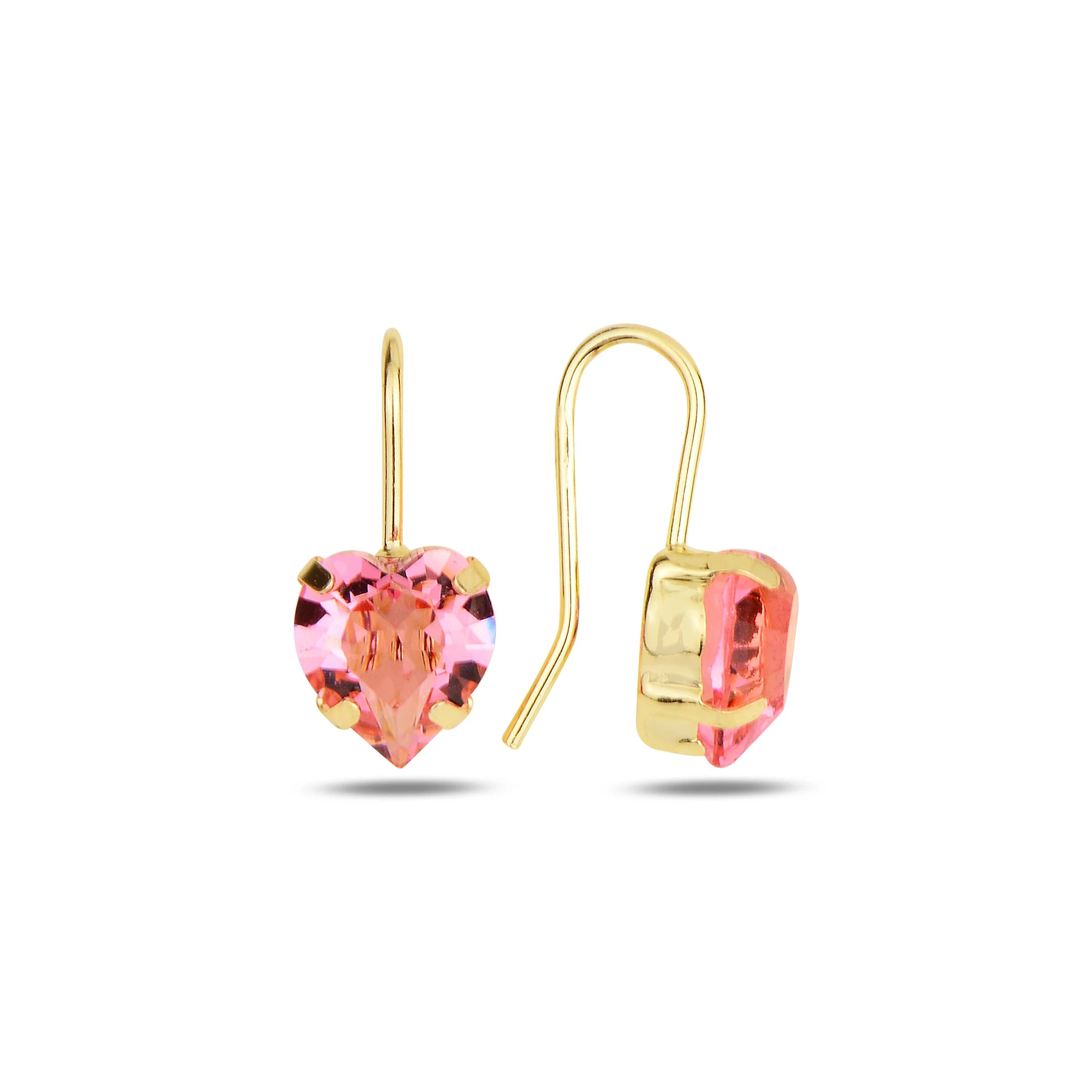 Yellow Gold Plated Sterling Silver Hook Earrings - Swarovski Crystal